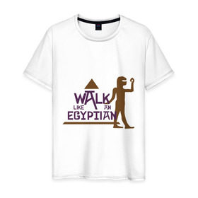 Мужская футболка хлопок с принтом Walk Like an Egyptian в Петрозаводске, 100% хлопок | прямой крой, круглый вырез горловины, длина до линии бедер, слегка спущенное плечо. | 