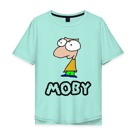 Мужская футболка хлопок Oversize с принтом Moby в Петрозаводске, 100% хлопок | свободный крой, круглый ворот, “спинка” длиннее передней части | Тематика изображения на принте: dj | moby | диджей | певцы | прикольные