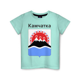 Детская футболка хлопок с принтом Камчатка в Петрозаводске, 100% хлопок | круглый вырез горловины, полуприлегающий силуэт, длина до линии бедер | восток | герб | дальний | камчатка | камчатский | полуостров | регион