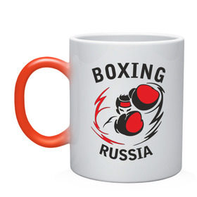 Кружка хамелеон с принтом Boxing russia forever в Петрозаводске, керамика | меняет цвет при нагревании, емкость 330 мл | boxing | boxing russia forever | бокс | боксер | кик бокс | кикбокс | русский бокс