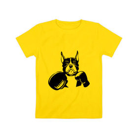 Детская футболка хлопок с принтом Boxing dog в Петрозаводске, 100% хлопок | круглый вырез горловины, полуприлегающий силуэт, длина до линии бедер | boxing dog | бойцовская собака | бокс | питбуль