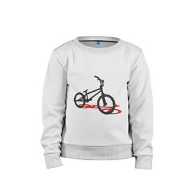 Детский свитшот хлопок с принтом BMX 1 в Петрозаводске, 100% хлопок | круглый вырез горловины, эластичные манжеты, пояс и воротник | Тематика изображения на принте: bmx | велик | вело | велогонки | велорейсинг | велосипед | спортивный велосипед | фрирайд | эктрим