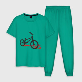 Мужская пижама хлопок с принтом BMX 1 в Петрозаводске, 100% хлопок | брюки и футболка прямого кроя, без карманов, на брюках мягкая резинка на поясе и по низу штанин
 | bmx | велик | вело | велогонки | велорейсинг | велосипед | спортивный велосипед | фрирайд | эктрим