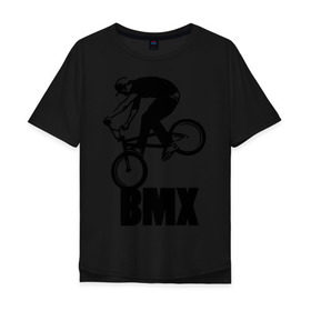 Мужская футболка хлопок Oversize с принтом BMX 3 в Петрозаводске, 100% хлопок | свободный крой, круглый ворот, “спинка” длиннее передней части | bmx | free style | бмэкс | велик | вело | велосипедист | фристайл | экстрим | экстримальный