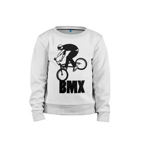 Детский свитшот хлопок с принтом BMX 3 в Петрозаводске, 100% хлопок | круглый вырез горловины, эластичные манжеты, пояс и воротник | bmx | free style | бмэкс | велик | вело | велосипедист | фристайл | экстрим | экстримальный