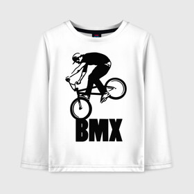 Детский лонгслив хлопок с принтом BMX 3 в Петрозаводске, 100% хлопок | круглый вырез горловины, полуприлегающий силуэт, длина до линии бедер | bmx | free style | бмэкс | велик | вело | велосипедист | фристайл | экстрим | экстримальный