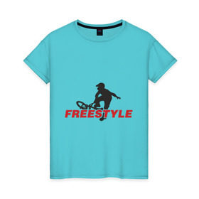 Женская футболка хлопок с принтом Free style BMX в Петрозаводске, 100% хлопок | прямой крой, круглый вырез горловины, длина до линии бедер, слегка спущенное плечо | bmx | free style | бмэкс | велик | вело | велосипедист | фристайл | экстрим | экстримальный