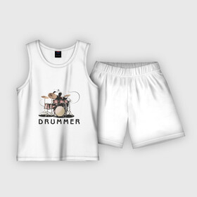 Детская пижама с шортами хлопок с принтом Drummer в Петрозаводске,  |  | drummer | барабанщик | барабаны | драммер | ударник | ударные