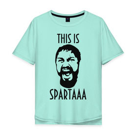 Мужская футболка хлопок Oversize с принтом This is Spartaaa (2) в Петрозаводске, 100% хлопок | свободный крой, круглый ворот, “спинка” длиннее передней части | 300 спартанцев | this is sparta | король леонид | леонид | это спарта