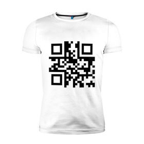 Мужская футболка премиум с принтом qr Код в Петрозаводске, 92% хлопок, 8% лайкра | приталенный силуэт, круглый вырез ворота, длина до линии бедра, короткий рукав | qr | qr код | qr кодandroid | андроид | штрих код