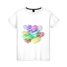 Женская футболка хлопок с принтом Сердечки (3) в Петрозаводске, 100% хлопок | прямой крой, круглый вырез горловины, длина до линии бедер, слегка спущенное плечо | heart | графика | любовь | рисунок | сердца | сердце