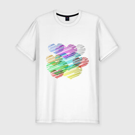 Мужская футболка премиум с принтом Сердечки (3) в Петрозаводске, 92% хлопок, 8% лайкра | приталенный силуэт, круглый вырез ворота, длина до линии бедра, короткий рукав | heart | графика | любовь | рисунок | сердца | сердце