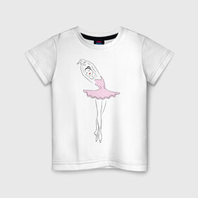 Детская футболка хлопок с принтом Балерина (2) в Петрозаводске, 100% хлопок | круглый вырез горловины, полуприлегающий силуэт, длина до линии бедер | балерина | балет | искусство | театр