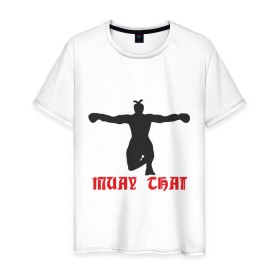 Мужская футболка хлопок с принтом Muay Thai (Муай Тай) (2) в Петрозаводске, 100% хлопок | прямой крой, круглый вырез горловины, длина до линии бедер, слегка спущенное плечо. | Тематика изображения на принте: емельяненко