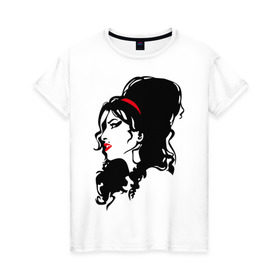 Женская футболка хлопок с принтом Amy Winehouse в Петрозаводске, 100% хлопок | прямой крой, круглый вырез горловины, длина до линии бедер, слегка спущенное плечо | живая музыка | импровизация | певица | певица эми уайнхаус.джаз | саксофон