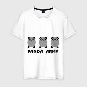 Мужская футболка хлопок с принтом Panda army в Петрозаводске, 100% хлопок | прямой крой, круглый вырез горловины, длина до линии бедер, слегка спущенное плечо. | панда