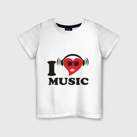 Детская футболка хлопок с принтом Я люблю слушать музыку в Петрозаводске, 100% хлопок | круглый вырез горловины, полуприлегающий силуэт, длина до линии бедер | меломан | музыка | наушники | плеер | плейлист | плэйлист | я люблю слушать музыкуслушать