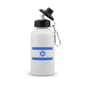 Бутылка спортивная с принтом Флаг Израиля в Петрозаводске, металл | емкость — 500 мл, в комплекте две пластиковые крышки и карабин для крепления | Тематика изображения на принте: israel | израиль | флаг