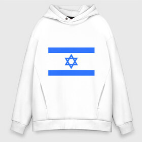 Мужское худи Oversize хлопок с принтом Флаг Израиля в Петрозаводске, френч-терри — 70% хлопок, 30% полиэстер. Мягкий теплый начес внутри —100% хлопок | боковые карманы, эластичные манжеты и нижняя кромка, капюшон на магнитной кнопке | israel | израиль | флаг
