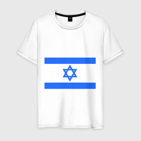 Мужская футболка хлопок с принтом Флаг Израиля в Петрозаводске, 100% хлопок | прямой крой, круглый вырез горловины, длина до линии бедер, слегка спущенное плечо. | Тематика изображения на принте: israel | израиль | флаг