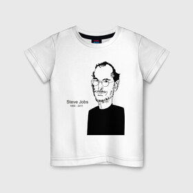 Детская футболка хлопок с принтом Steve Jobs в Петрозаводске, 100% хлопок | круглый вырез горловины, полуприлегающий силуэт, длина до линии бедер | apple | mac | steve jobs | мак | стив джоббс | стив джобс | стив джопс | стивен джобс | эпл