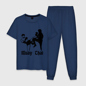 Мужская пижама хлопок с принтом Muay Thai (2) в Петрозаводске, 100% хлопок | брюки и футболка прямого кроя, без карманов, на брюках мягкая резинка на поясе и по низу штанин
 | Тематика изображения на принте: муай тай