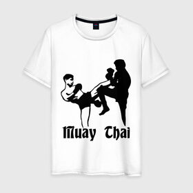 Мужская футболка хлопок с принтом Muay Thai (2) в Петрозаводске, 100% хлопок | прямой крой, круглый вырез горловины, длина до линии бедер, слегка спущенное плечо. | муай тай