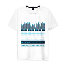 Мужская футболка хлопок с принтом Атрибуты звукоинженера (4) в Петрозаводске, 100% хлопок | прямой крой, круглый вырез горловины, длина до линии бедер, слегка спущенное плечо. | эквалайзер