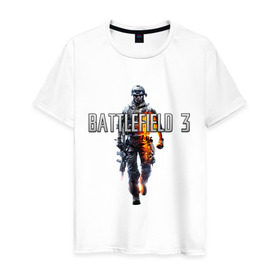 Мужская футболка хлопок с принтом Battlefield 3 в Петрозаводске, 100% хлопок | прямой крой, круглый вырез горловины, длина до линии бедер, слегка спущенное плечо. | Тематика изображения на принте: battlefield | компьютерные игры