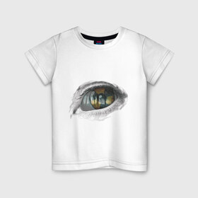 Детская футболка хлопок с принтом Глаз (3) в Петрозаводске, 100% хлопок | круглый вырез горловины, полуприлегающий силуэт, длина до линии бедер | взгляд | глаз | знак радиации | отражение | радиактивность | радиация