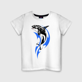Детская футболка хлопок с принтом Косатка в Петрозаводске, 100% хлопок | круглый вырез горловины, полуприлегающий силуэт, длина до линии бедер | Тематика изображения на принте: shark | акула | рыба