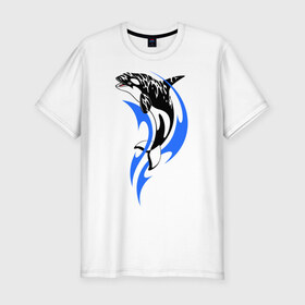 Мужская футболка премиум с принтом Косатка в Петрозаводске, 92% хлопок, 8% лайкра | приталенный силуэт, круглый вырез ворота, длина до линии бедра, короткий рукав | shark | акула | рыба
