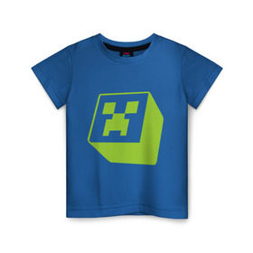 Детская футболка хлопок с принтом Minecraft creeper green в Петрозаводске, 100% хлопок | круглый вырез горловины, полуприлегающий силуэт, длина до линии бедер | крипер