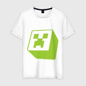 Мужская футболка хлопок с принтом Minecraft creeper green в Петрозаводске, 100% хлопок | прямой крой, круглый вырез горловины, длина до линии бедер, слегка спущенное плечо. | крипер