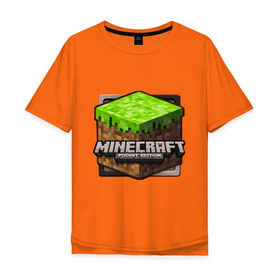 Мужская футболка хлопок Oversize с принтом Minecraft logo в Петрозаводске, 100% хлопок | свободный крой, круглый ворот, “спинка” длиннее передней части | creeper | mine craft | minecraft | майнкрафт | шахта