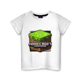 Детская футболка хлопок с принтом Minecraft logo в Петрозаводске, 100% хлопок | круглый вырез горловины, полуприлегающий силуэт, длина до линии бедер | creeper | mine craft | minecraft | майнкрафт | шахта