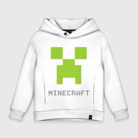 Детское худи Oversize хлопок с принтом Minecraft logo grey в Петрозаводске, френч-терри — 70% хлопок, 30% полиэстер. Мягкий теплый начес внутри —100% хлопок | боковые карманы, эластичные манжеты и нижняя кромка, капюшон на магнитной кнопке | крипер