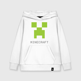 Детская толстовка хлопок с принтом Minecraft logo grey в Петрозаводске, 100% хлопок | Круглый горловой вырез, эластичные манжеты, пояс, капюшен | крипер