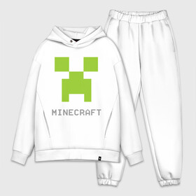 Мужской костюм хлопок OVERSIZE с принтом Minecraft logo grey в Петрозаводске,  |  | крипер