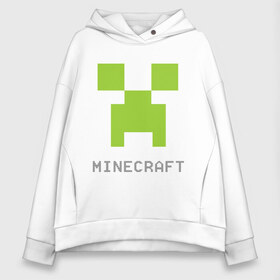 Женское худи Oversize хлопок с принтом Minecraft logo grey в Петрозаводске, френч-терри — 70% хлопок, 30% полиэстер. Мягкий теплый начес внутри —100% хлопок | боковые карманы, эластичные манжеты и нижняя кромка, капюшон на магнитной кнопке | крипер