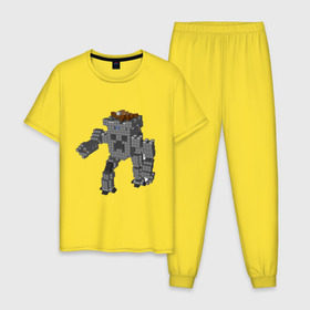 Мужская пижама хлопок с принтом Minecraft robo в Петрозаводске, 100% хлопок | брюки и футболка прямого кроя, без карманов, на брюках мягкая резинка на поясе и по низу штанин
 | крипер