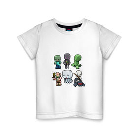 Детская футболка хлопок с принтом Minecraft units в Петрозаводске, 100% хлопок | круглый вырез горловины, полуприлегающий силуэт, длина до линии бедер | крипер