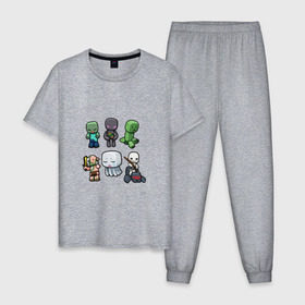 Мужская пижама хлопок с принтом Minecraft units в Петрозаводске, 100% хлопок | брюки и футболка прямого кроя, без карманов, на брюках мягкая резинка на поясе и по низу штанин
 | крипер