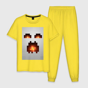 Мужская пижама хлопок с принтом Minecraft white в Петрозаводске, 100% хлопок | брюки и футболка прямого кроя, без карманов, на брюках мягкая резинка на поясе и по низу штанин
 | крипер