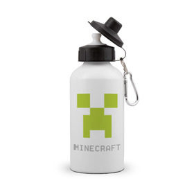 Бутылка спортивная с принтом Minecraft logo grey (5) в Петрозаводске, металл | емкость — 500 мл, в комплекте две пластиковые крышки и карабин для крепления | крипер