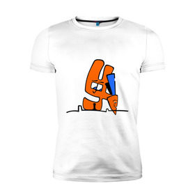 Мужская футболка премиум с принтом Зайка и морковка в Петрозаводске, 92% хлопок, 8% лайкра | приталенный силуэт, круглый вырез ворота, длина до линии бедра, короткий рукав | животные | зайка | заяц | заяц с морковкой | морковка