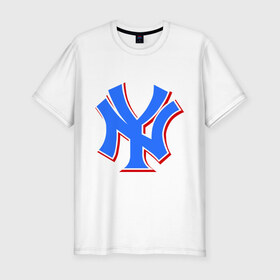 Мужская футболка премиум с принтом NY Yankees blue в Петрозаводске, 92% хлопок, 8% лайкра | приталенный силуэт, круглый вырез ворота, длина до линии бедра, короткий рукав | baseball | major league basebal | mlb | ny | staten island | yankees | америка | бейсбол | бита | главная лига бейсбола | нью йорк янкиз | статен айленд | сша | янки