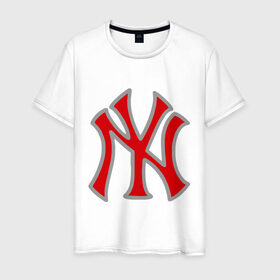 Мужская футболка хлопок с принтом NY Yankees red в Петрозаводске, 100% хлопок | прямой крой, круглый вырез горловины, длина до линии бедер, слегка спущенное плечо. | baseball | major league basebal | mlb | ny | staten island | yankees | америка | бейсбол | бита | главная лига бейсбола | нью йорк янкиз | статен айленд | сша | янки