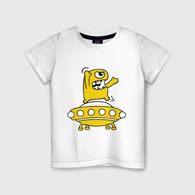 Детская футболка хлопок с принтом Пришелец Саня в Петрозаводске, 100% хлопок | круглый вырез горловины, полуприлегающий силуэт, длина до линии бедер | инопланетянин | нло | пришелец | пришелец саня