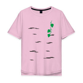Мужская футболка хлопок Oversize с принтом Березка в Петрозаводске, 100% хлопок | свободный крой, круглый ворот, “спинка” длиннее передней части | Тематика изображения на принте: береза | березка | дерево | полоски